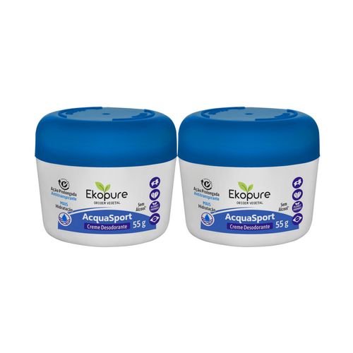 Kit c/2 Unidades de Desodorante Creme Ekopure 55g Acquasport Kit c/2 Unidades de Desodorante Creme Ekopure 55g Acquasport