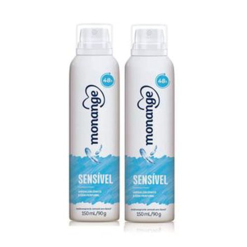 Kit c/2 Unidades de Desodorante Aerosol Monange 90g Sem Álcool Perfume Kit c/2 Unidades de Desodorante Aerosol Monange 90g Sem Álcool Perfume