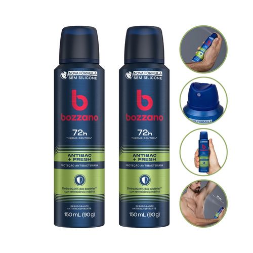 Kit c/2 Unidades de Desodorante Aerosol Bozzano 90g Antibac Fresh Kit c/2 Unidades de Desodorante Aerosol Bozzano 90g Antibac Fresh