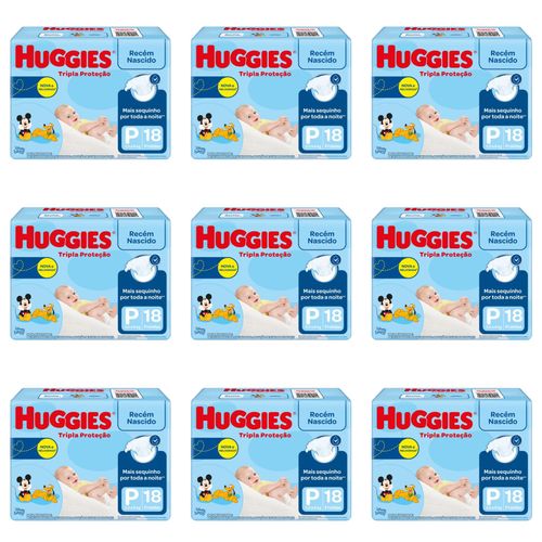 Kit 9 Fraldas Huggies Tripla Proteção Jumbinho P c/18 Unidades cada
