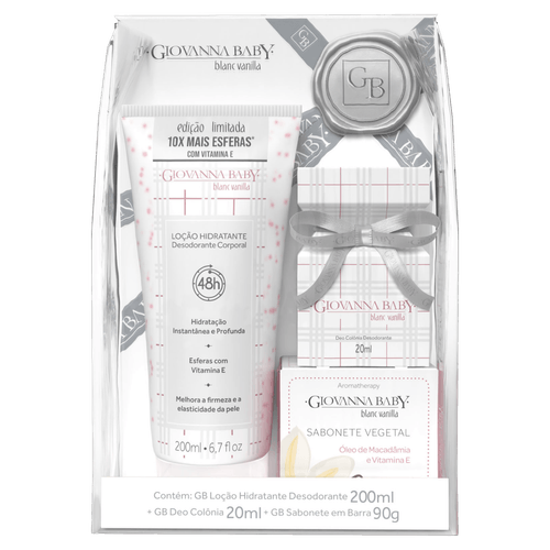 Kit c/2 Giovanna Baby Blanc Vanilla Kit Loção + Colônia + Sabonete Kit c/2 Giovanna Baby Blanc Vanilla Kit Loção + Colônia + Sabonete