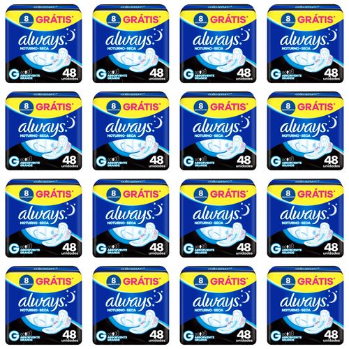 Kit c/16 Absorventes Always Noturno Seca ”G” c/48 Unidades cada