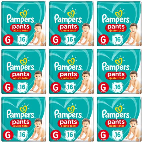 Kit 9 Fraldas Confortsec Pants ”G” Pampers Simples C/16 Unidades Cada