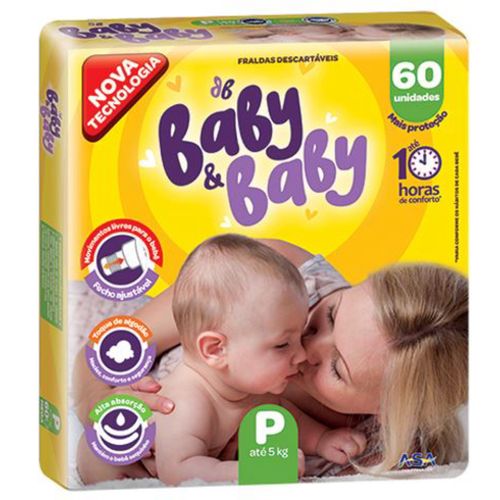 Kit 2 Fraldas Baby&Baby Mega (P) 60 Unidades cada