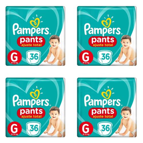Kit 4 Fraldas Confortsec Pants ”G” Pampers Simples c/36 Unidades cada