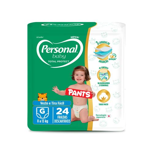 Kit 4 Fraldas Personal Baby Prot& Sec Pants G 24 Unidades cada