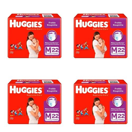 Kit 4 Fraldas Huggies Roupinha Supreme Care Jumbo 