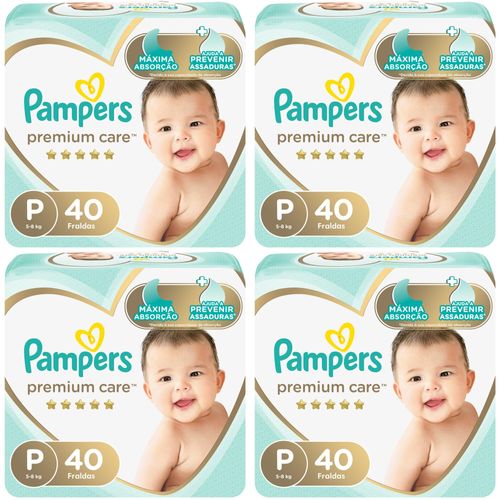 Kit 4 Fraldas Pampers Premium Care Pacote C/40 Unidades cada