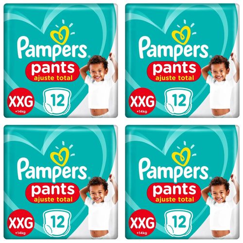 Kit 4 Fraldas Confortsec Pants ”Xxg” Pampers Simples c/12 Unidades cada