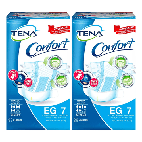 Kit 2 Fraldas Adulto Tena Confort Eg 7 Unidades cada