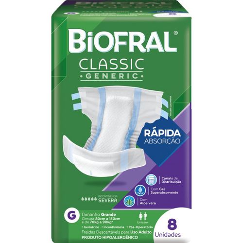 Kit 2 Fraldas Adulto Biofral Classic G 8 Unidades cada