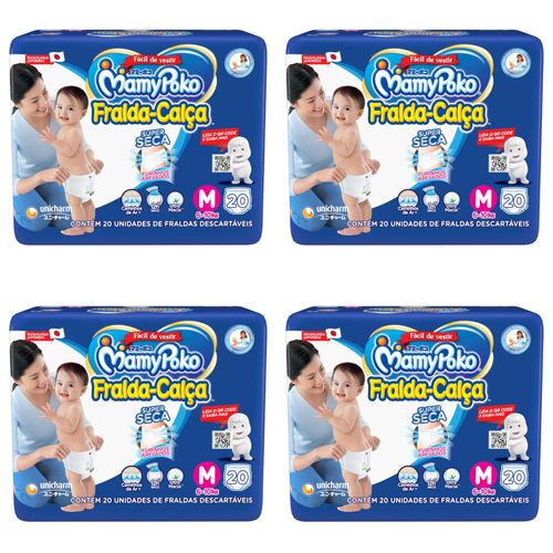Kit 4 Fraldas Calça Mamypoko M 20 Unidades cada
