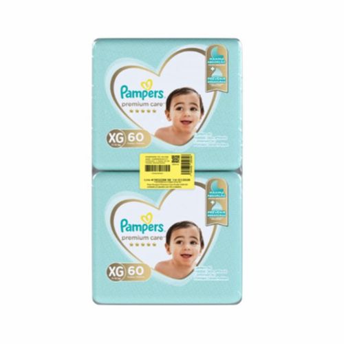 Kit 4 Fraldas Infantil Pampers Premium Care Xg 11 A 15Kg Pacote 2 Unidades cada 60 Fraldas Cada Pacote