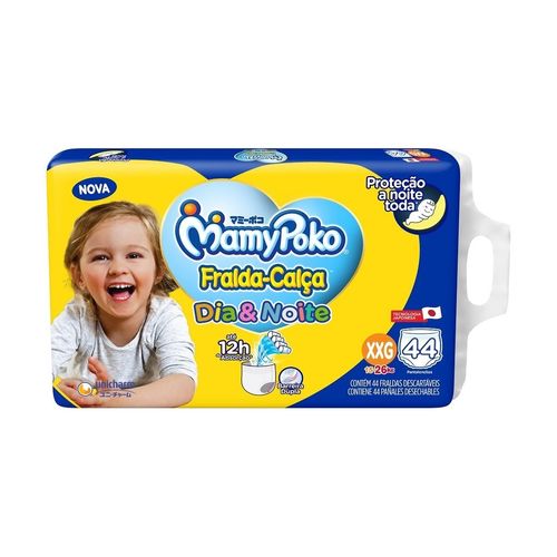 Kit 4 Fraldas Calça Giga Dia&Noite MamyPoko XXG c/ 44 Unidades cada - Tecnologia Japonesa