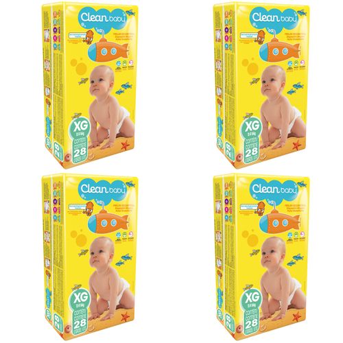 Kit 4 Fraldas Clean Baby Jumbo Xg c/28 Unidades cada