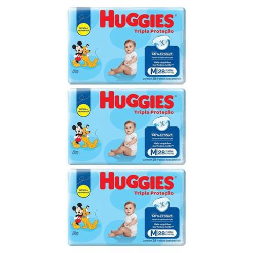Kit 4 Fraldas Huggies Tripla Proteção (M) 28 Unidades cada