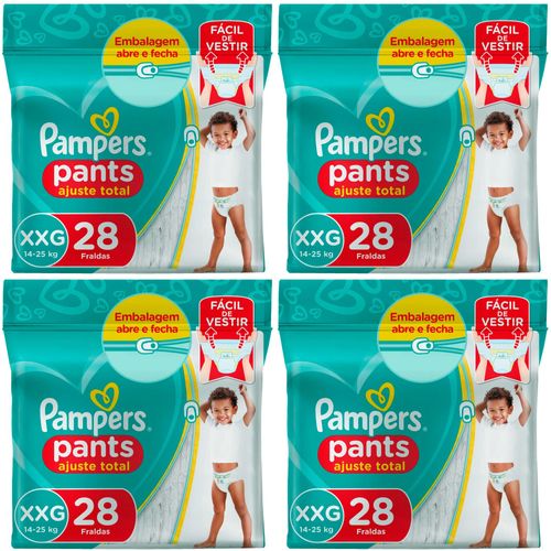 Kit 4 Fraldas Confortsec Pants ”Xxg” Pampers Simples c/28 Unidades cada Kit 4 Fraldas Confortsec Pants ”Xxg” Pampers Simples c/28 Unidades cada