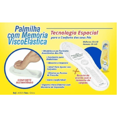 Palmilha com Memória Viscopauher - Recortável - Ortho Pauher Palmilha com Memória Viscopauher - Recortável - Ortho Pauher