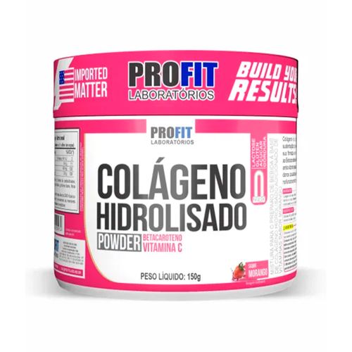 Colageno Hidrolisado em Pó 150g Sabor Morango Profit
