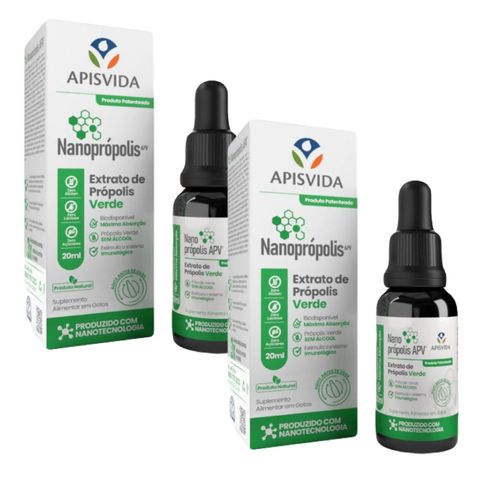 2x Nanoprópolis- Extrato de Própolis Verde- 20ml- Apis Vida Sem sabor