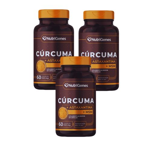 3x Cúrcuma + Msm + Astaxantina- 500mg- 60 caps.- Nutrigenes Sem Sabor 3x Cúrcuma + Msm + Astaxantina- 500mg- 60 caps.- Nutrigenes Sem Sabor