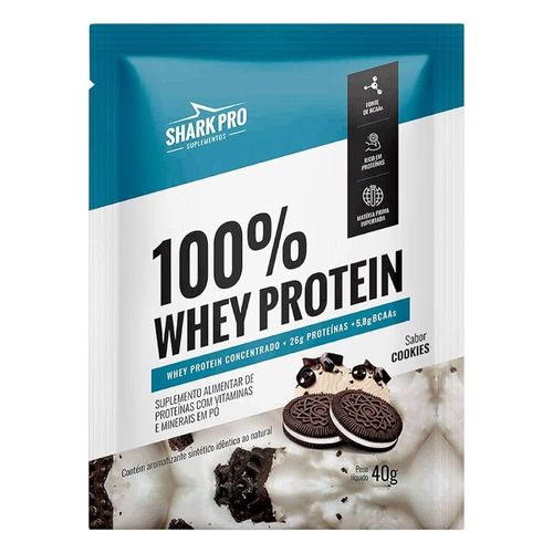100% Whey Protein Pouch sachê 40g Cookies - Sharkpro Suplementos