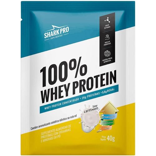 100% Whey Protein Pouch sachê 40g Leitinho- Sharkpro Suplementos 100% Whey Protein Pouch sachê 40g Leitinho- Sharkpro Suplementos