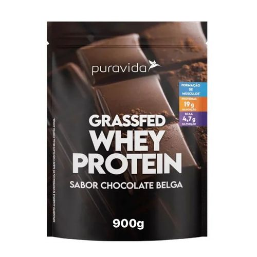 Grassfed Whey Protein Chocolate Belga 900g Puravida Chocolate Belga