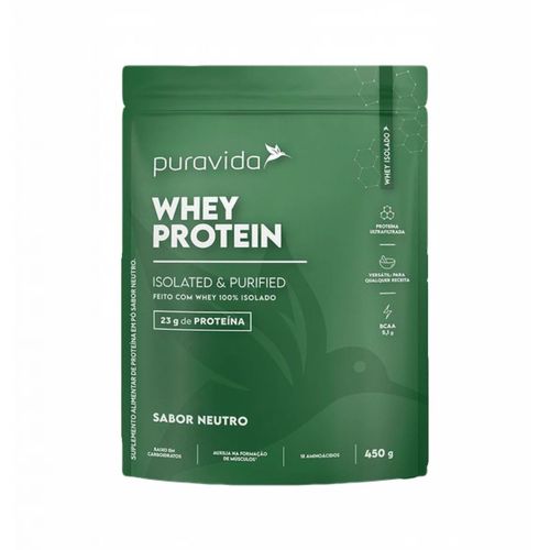 Whey Protein Isolado- Sabor Neutro- 450g- PuraVida