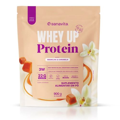 Whey Protein 3W + BCAA 900g Sabor Baunilha e Caramelo Sanavita