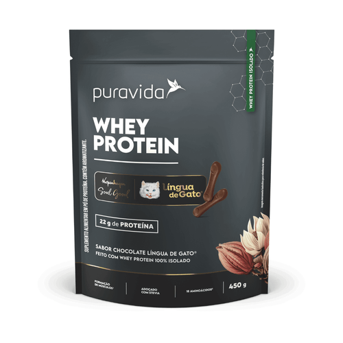 Whey Protein Isolado Chocolate Língua De Gato 450g Puravida