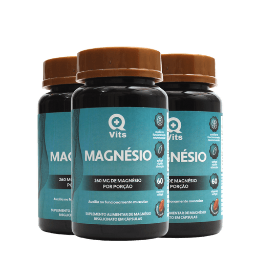 Kit Magnésio QMaisVits 180 Cápsulas Softgel