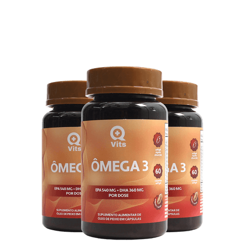 Kit Ômega 3 1000mg EPA 540mg DHA 360mg QMaisVits 180 Cápsulas Softgel