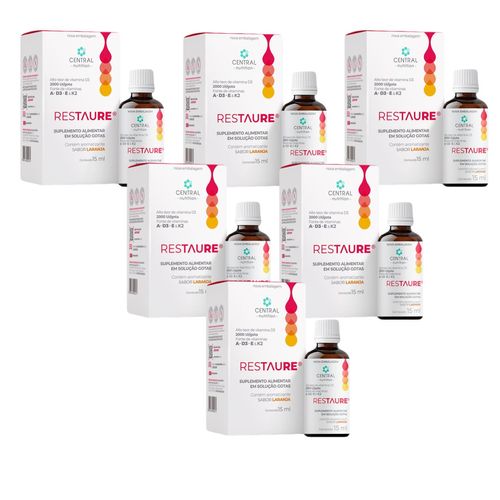 6x Restaure Central Nutrition 15ml- Vitamina A- D3- E- K2 Sem Sabor