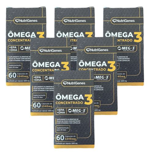 6x Ômega 3 Super Concentrado 1.100mg +dha +epa Nutrigenes 6x Ômega 3 Super Concentrado 1.100mg +dha +epa Nutrigenes