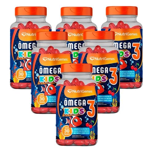 6x Ômega 3 Kids - 30 Caps. Mastigáveis - Nutrigenes Sem Sabor 6x Ômega 3 Kids - 30 Caps. Mastigáveis - Nutrigenes Sem Sabor