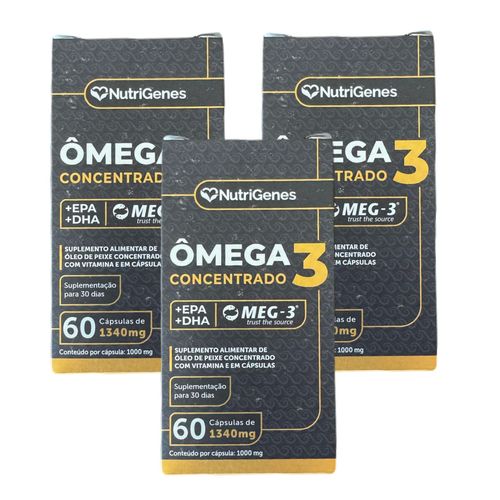 3x Ômega 3 Super Concentrado 1.100mg +dha +epa Nutrigenes