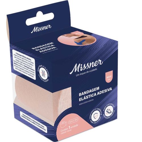 Bandagem Elástica Adesiva Kinesio Taping  5cmX 5m bege - Missner