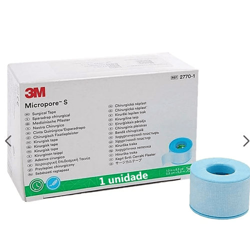 Fita Silicone Micropore S Azul Remoção Suave 2,5cmx5m - 3M