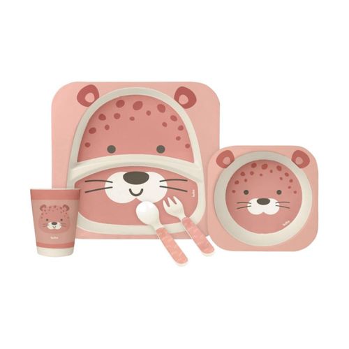 Kit Refeição Infantil em Fibra de Bambu Ecológico 5 peças  Oncinha - Buba
