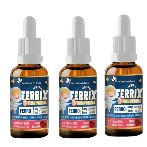 3x Ferrix Ferro Em Gotas Baby & Kids 5mg Por Porção 30ml 3x Ferrix Ferro Em Gotas Baby & Kids 5mg Por Porção 30ml