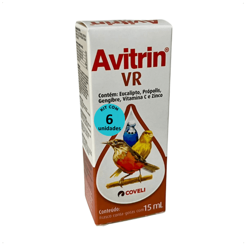 AVITRIN VR 15ML COVELI SUPLEMENTO PARA PÁSSAROS E AVES ORNAMENTAIS KIT COM 6 AVITRIN VR 15ML COVELI SUPLEMENTO PARA PÁSSAROS E AVES ORNAMENTAIS KIT COM 6