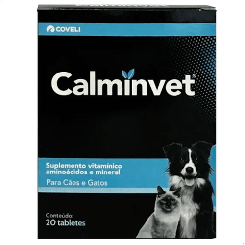 CALMINVET COM 20 TABLETES SUPLEMENTO PARA CÃES E GATOS COVELI CALMINVET COM 20 TABLETES SUPLEMENTO PARA CÃES E GATOS COVELI