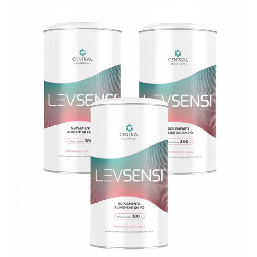 3x LEVSENSI - Central Nutrition- 380g- Sabor Maçã com Canela Sem Sabor