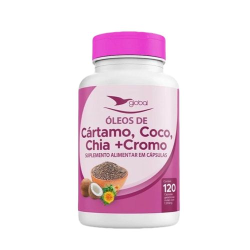 Óleo De Cártamo, Coco E Chia + Cromo 120 Cáps.- Global