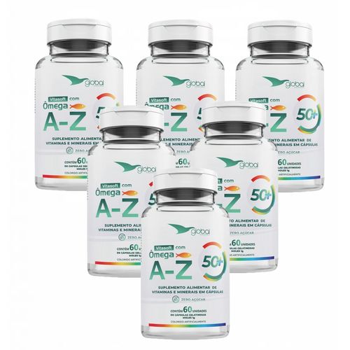 6x Vitasoft A- Z + Ômega - Polivitamínico Global Suplementos Sem Sabor 6x Vitasoft A- Z + Ômega - Polivitamínico Global Suplementos Sem Sabor