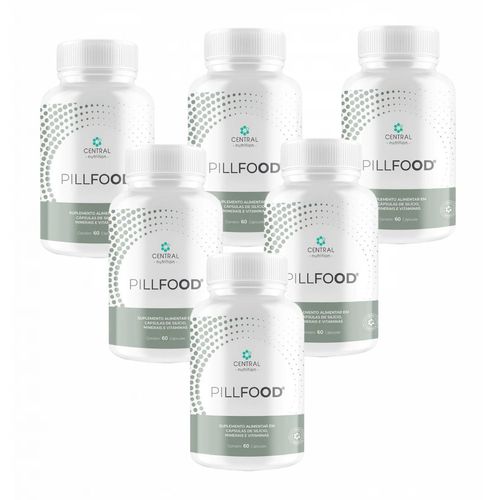 6x Pillfood- Silício Orgânico- Central Nutrition- 60 Cáps. Sem Sabor