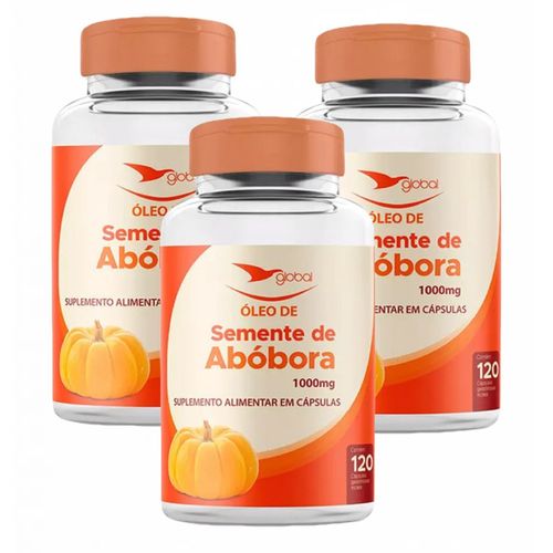 3x Óleo De Semente De Abóbora- 1000mg- 120 Softgels- Global