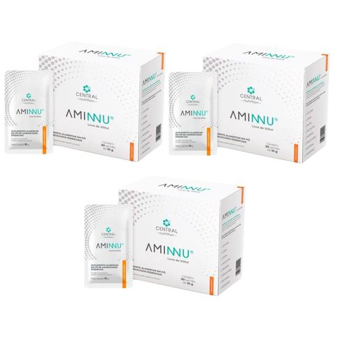 3x Aminnu Sem Xilitol-30 Sachês- Central Nutrition-Tangerina Tangerina