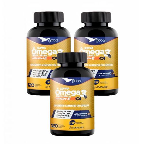 3x Supra Ômega 3 T.G- 1080mg EPA- 720mg DHA- Vit.E-120 Caps